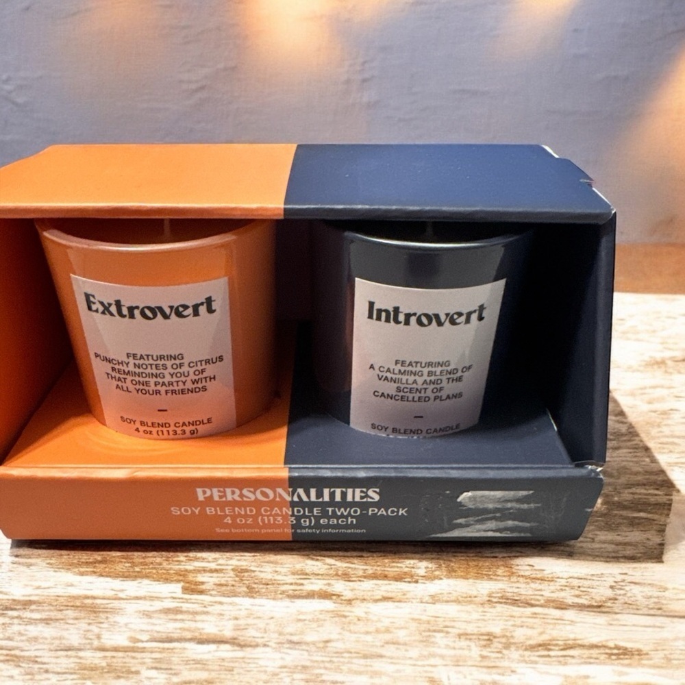Personalities Soy Blend Candle Two-Pack Extrovert and Introvert.